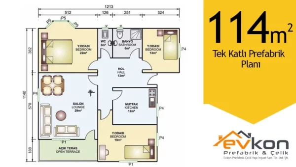 114 M² Çift Katlı Prefabrik Ev - Görsel 4