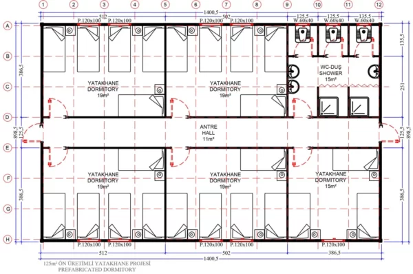 125 m² Prefabrik Yatakhane - Görsel 3