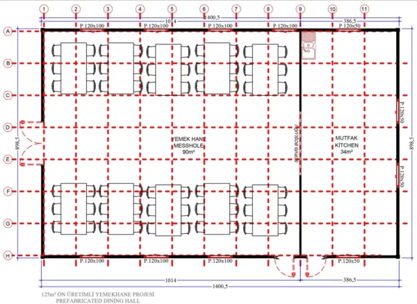 125 m² Prefabrik Yemekhane - Görsel 3