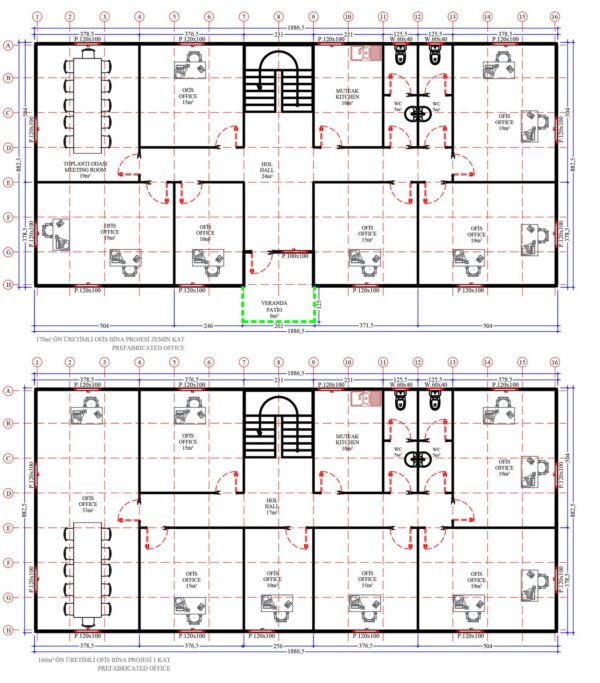 336 m² Prefabrik Dubleks Ofis - Görsel 3