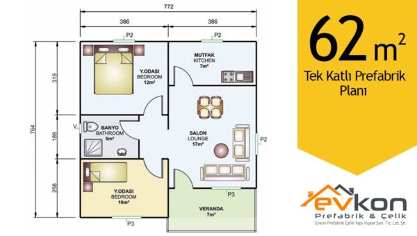 62 M² Tek Katlı Prefabrik Ev - Görsel 3