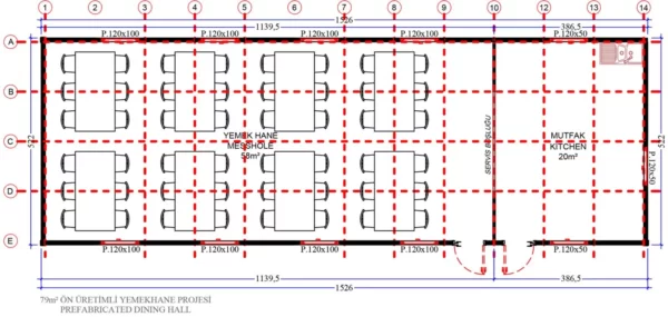 79 m² Prefabrik Yemekhane - Görsel 3