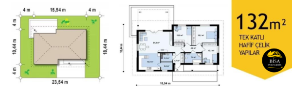 132 M² Tek Katlı Hafif Çelik Yapı - Görsel 2