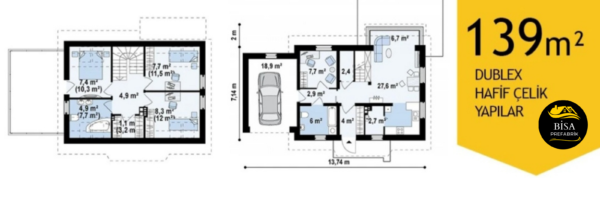 139 M² Çift Katlı Hafif Çelik Yapı - Görsel 2