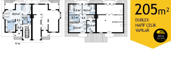 205 M² Çift Katlı Hafif Çelik Yapı - Görsel 2