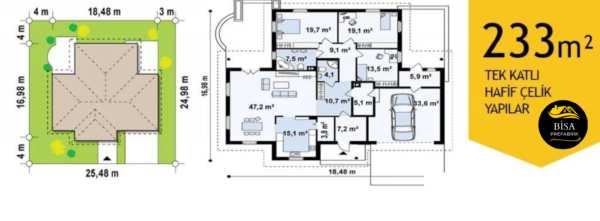 233 M² Tek Katlı Hafif Çelik Yapı - Görsel 2