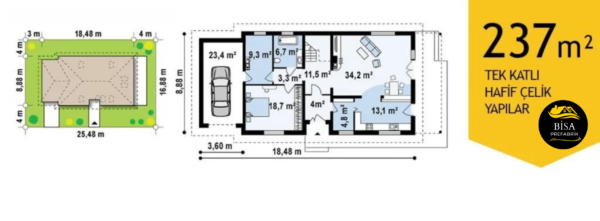 237 M² Tek Katlı Hafif Çelik Yapı - Görsel 2
